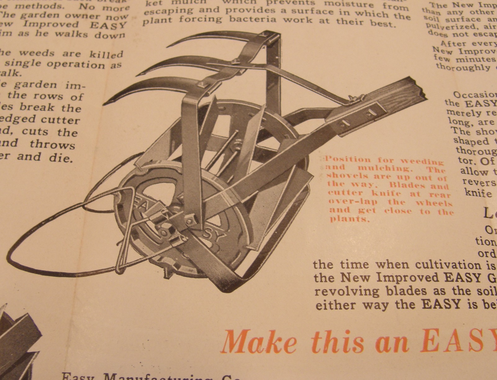 VINTAGE 30&rsquo;s ADVERTISING BROCHURE EASY MFG CO GARDEN CULTIVATOR LINCOLN NE