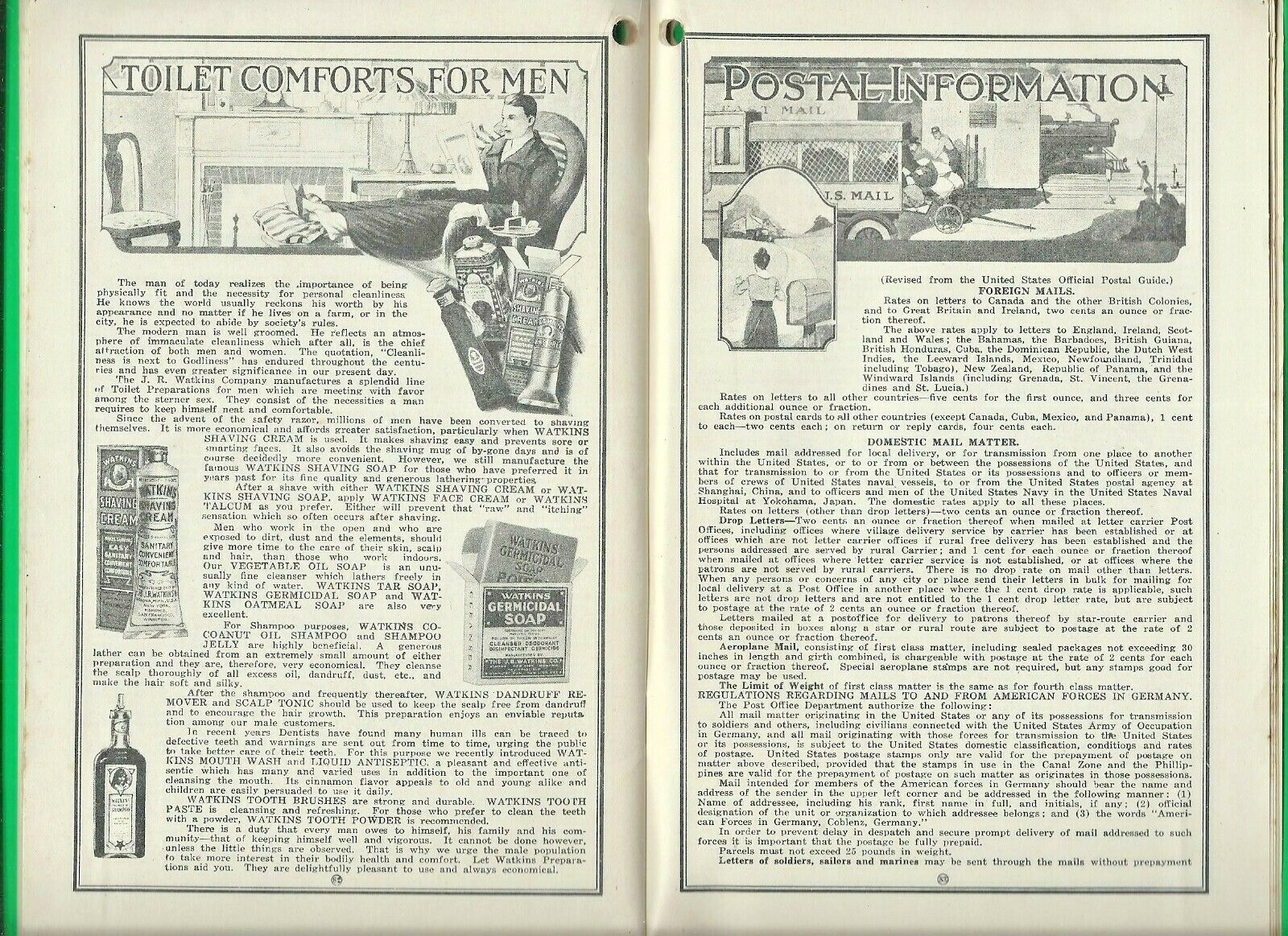 1922 WATKINS ALMANAC and HOME DOCTOR & COOK BOOK ~ MAIL-ORDER ~ WINONA, MN