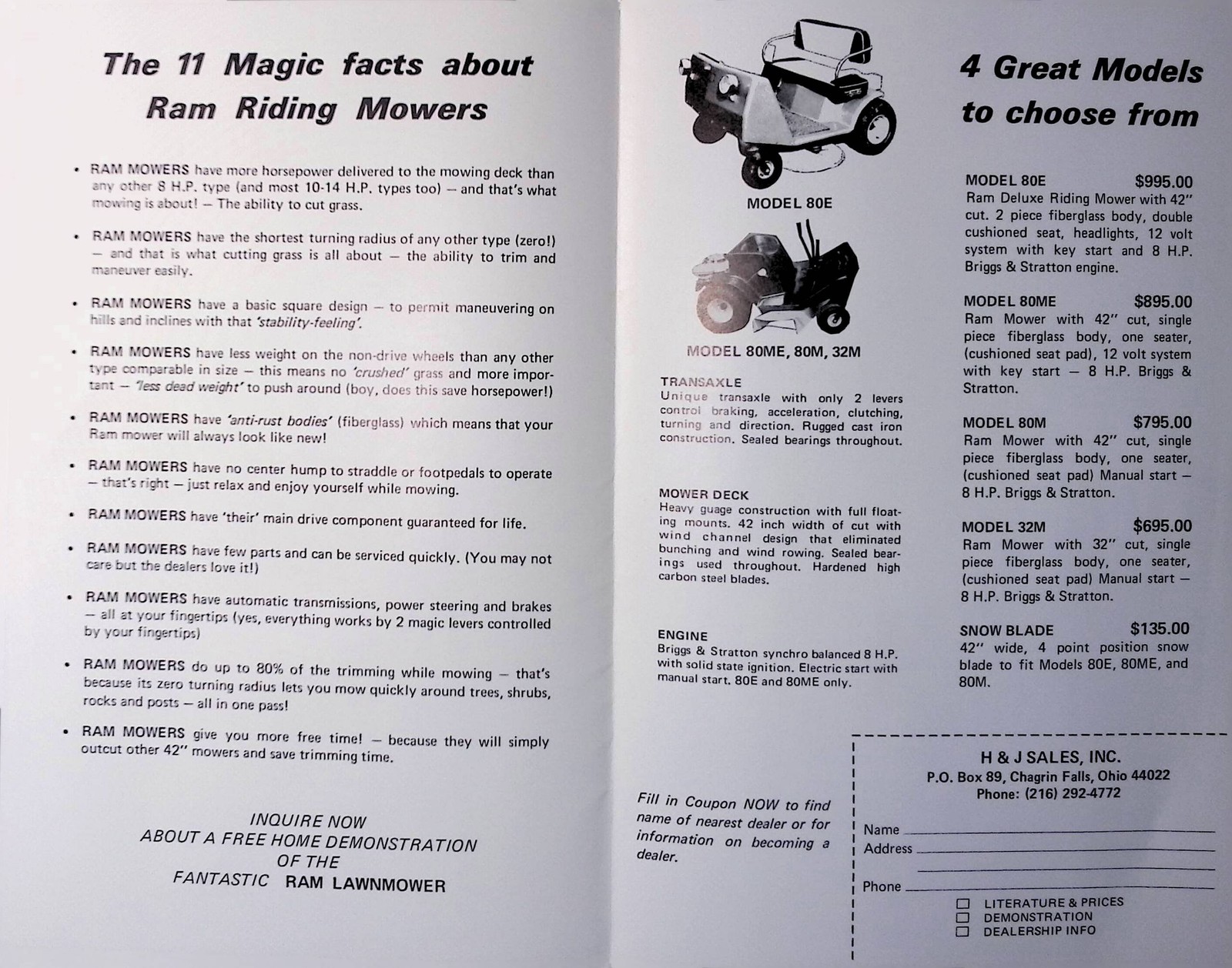 Vintage Farm Machinery Sales Brochure RAM Riding Mower Brochure Collectible