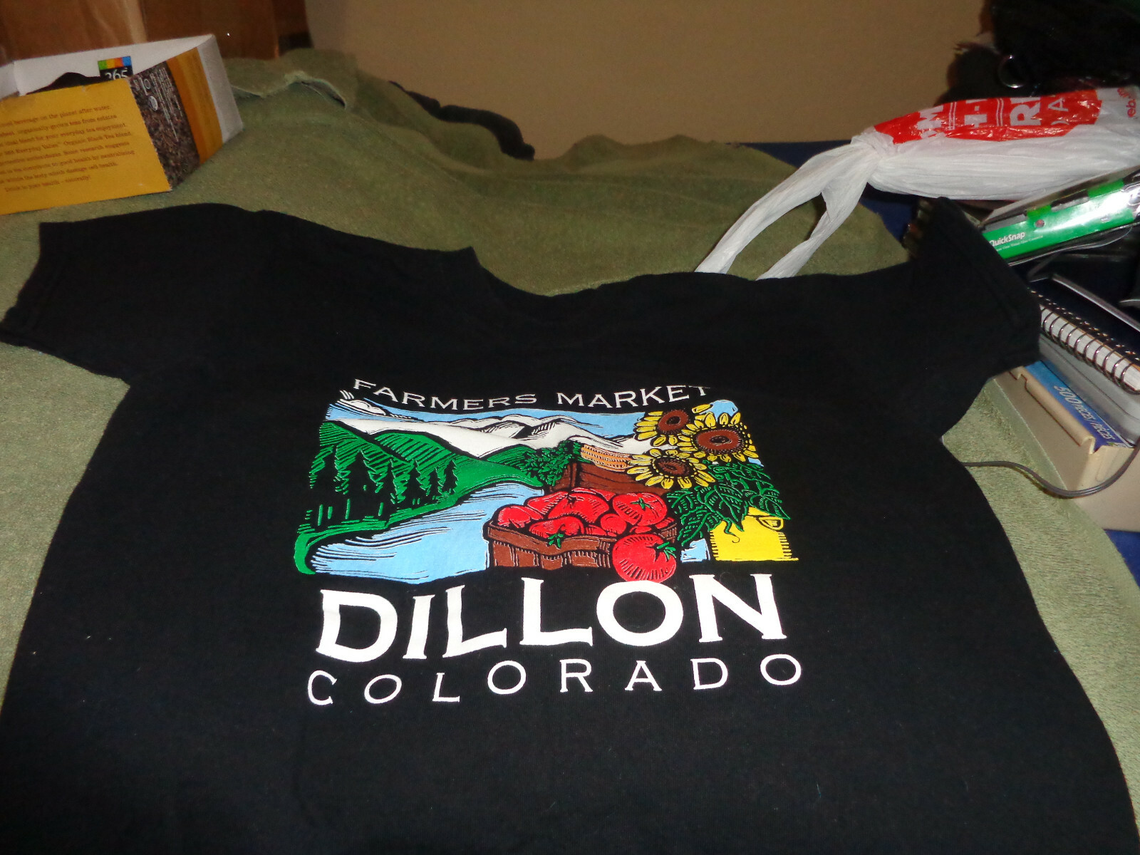 dillon colorado farmers market t-shirt, black, m (10-12)