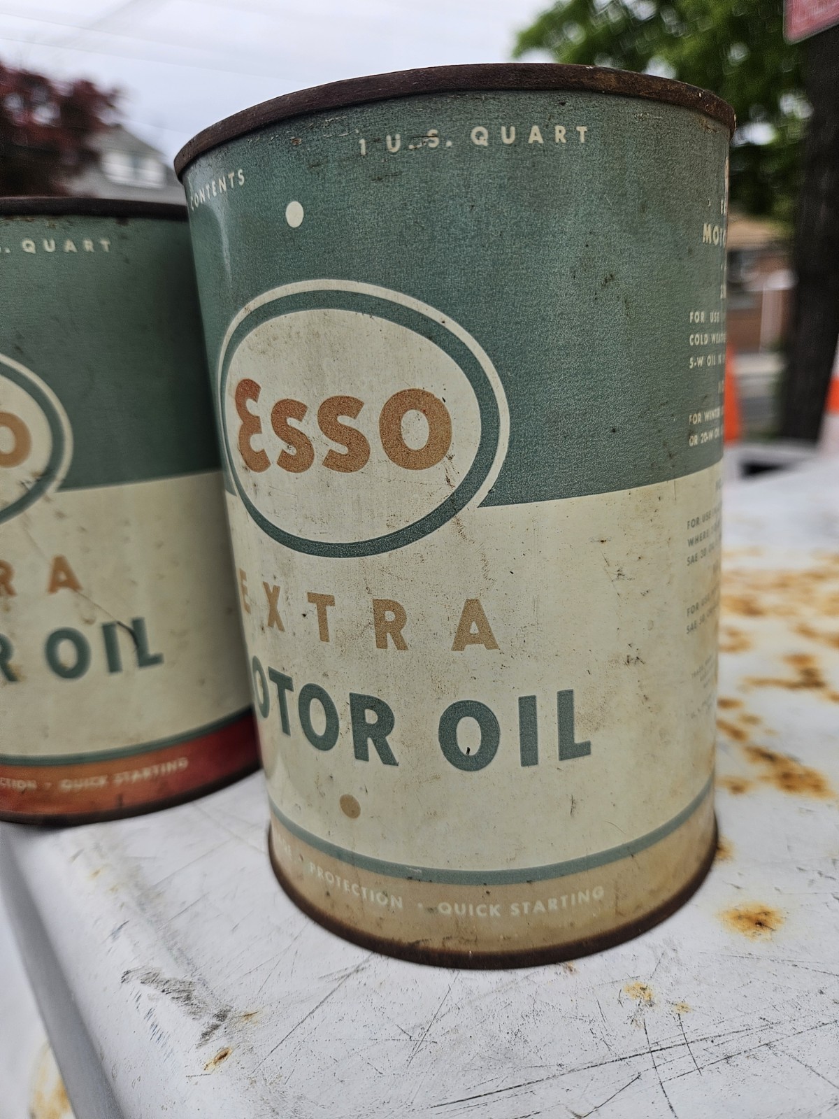 2 ESSO TOP CUT OPEN EMPTY Vintage Metal Cans