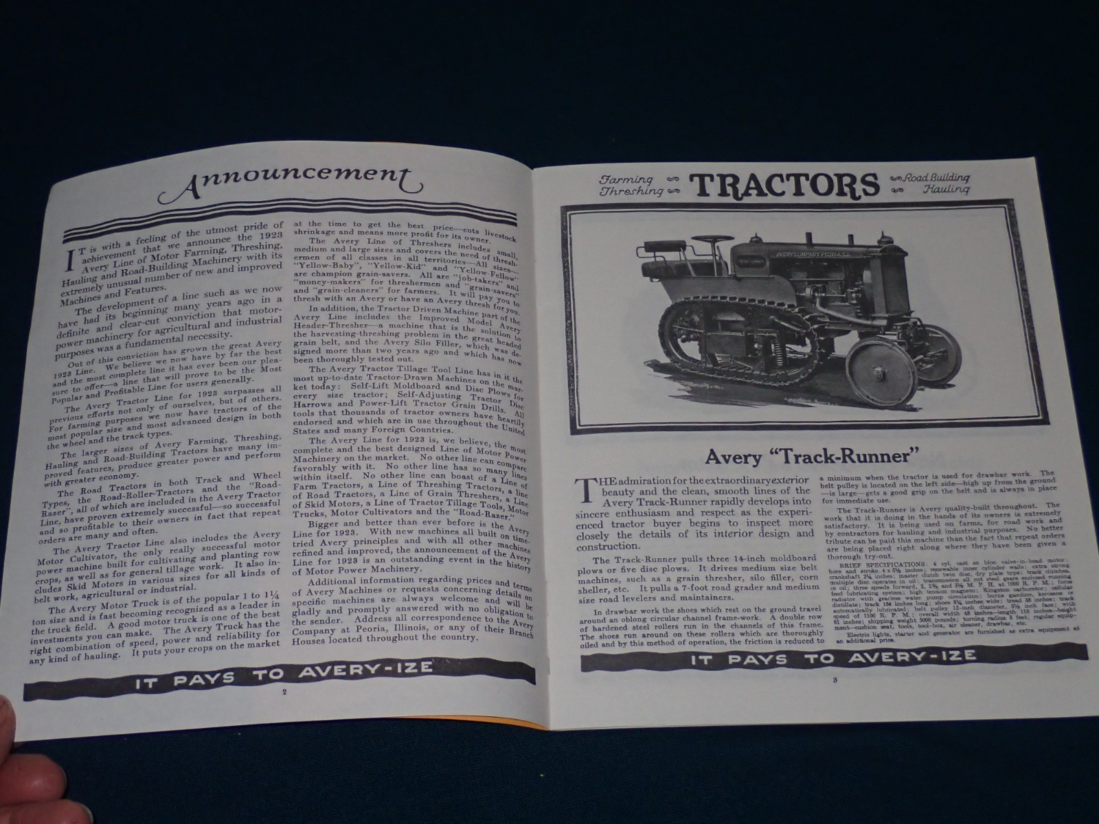 1923 Avery Tractors Brochure, The 1923 Avery Line