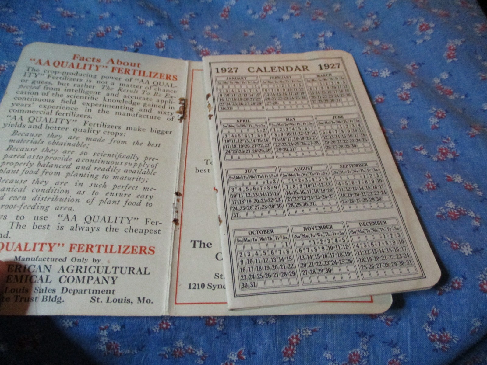 Crop Inventory Record and Memo Book American Agricultural Chemical Co 1927