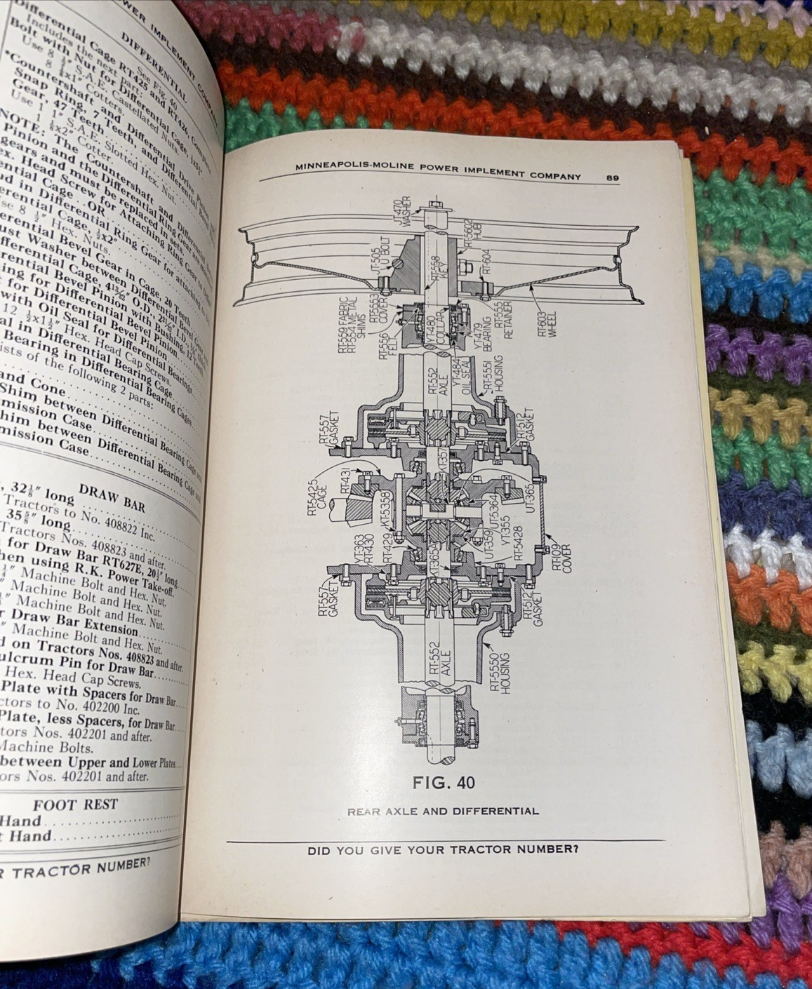 Minneapolis-Moline RT Tractor Instruction Repair Parts Book R1006E 1940s Rare