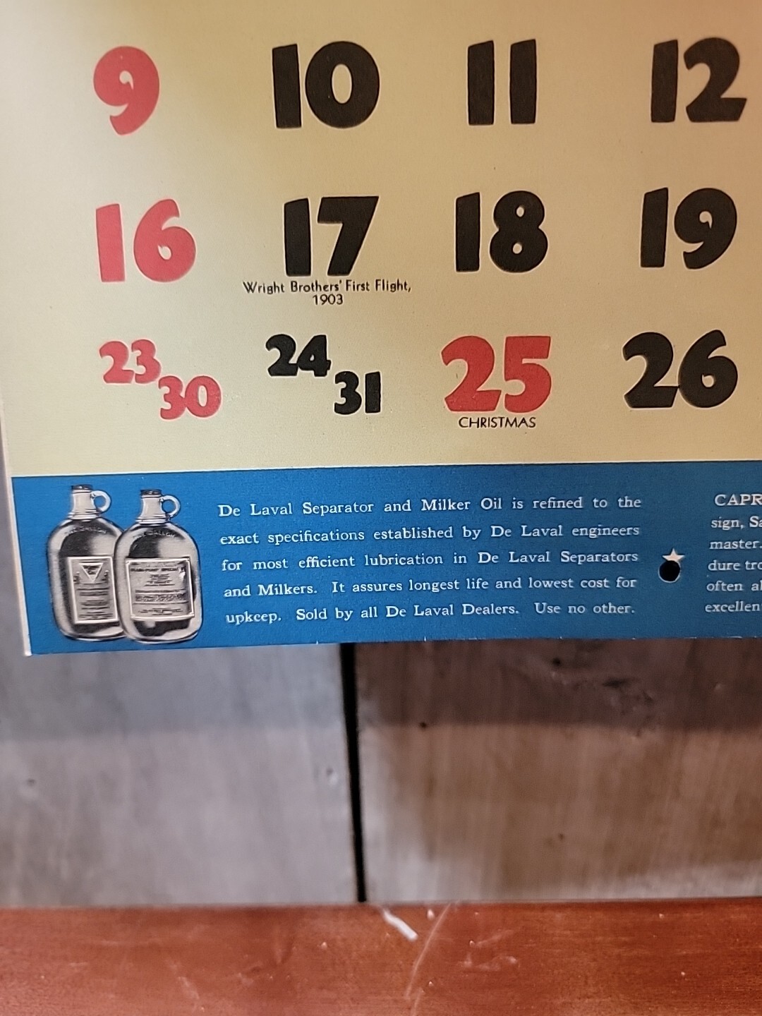 DE LAVAL CREAM SEPARATORS 1945 Calendar LLOYD ROLLISON, Prop Worthington, Ind.