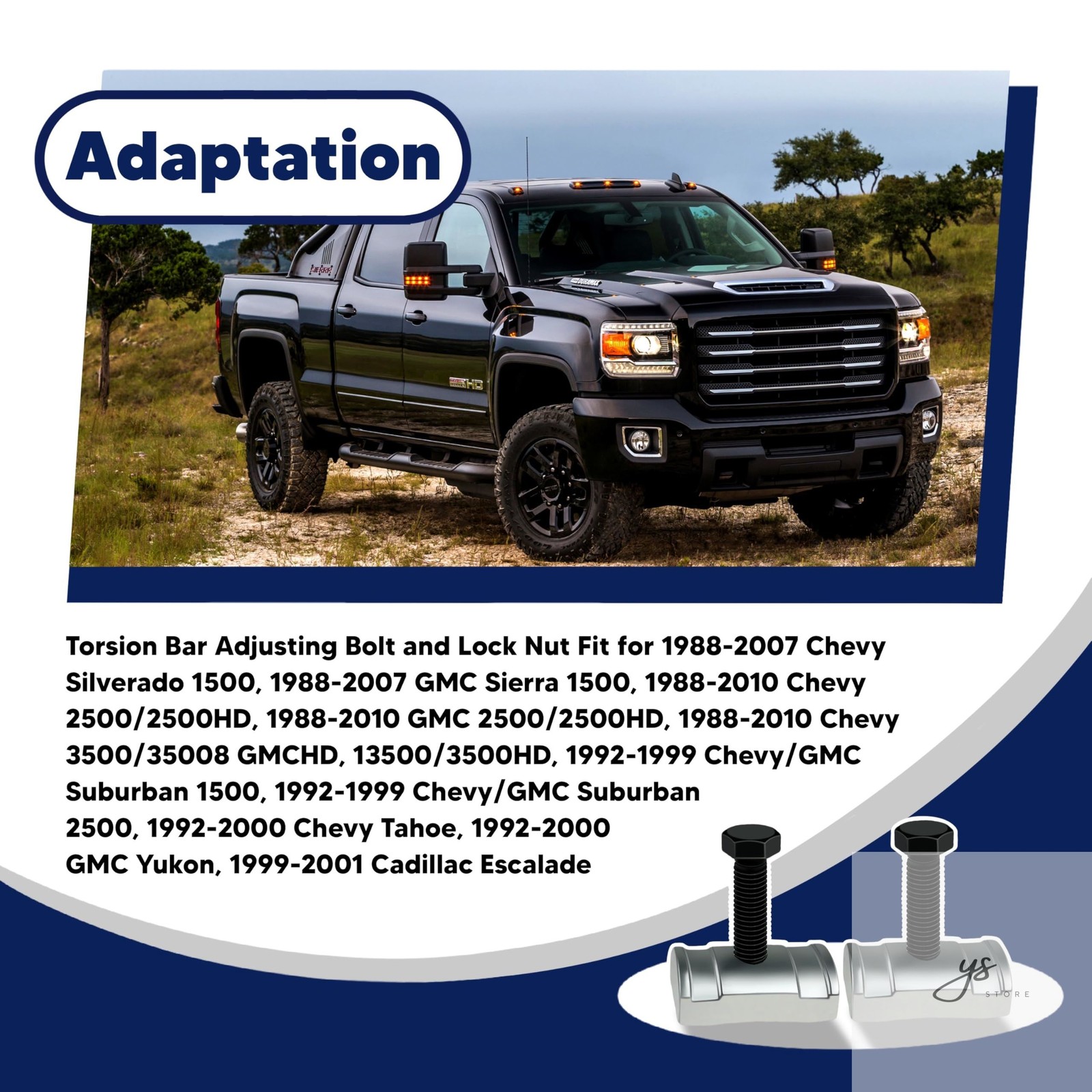 Torsion Bar Adjustment Bolt and Lock Nut Fit for Chevrolet Silverado Tahoe GMC