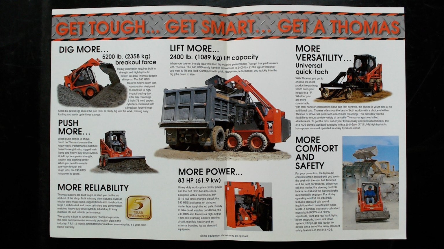 Thomas T-243 HD &lsquo;S&rsquo; Series Agricultural Brochure Vintage Loader Specs
