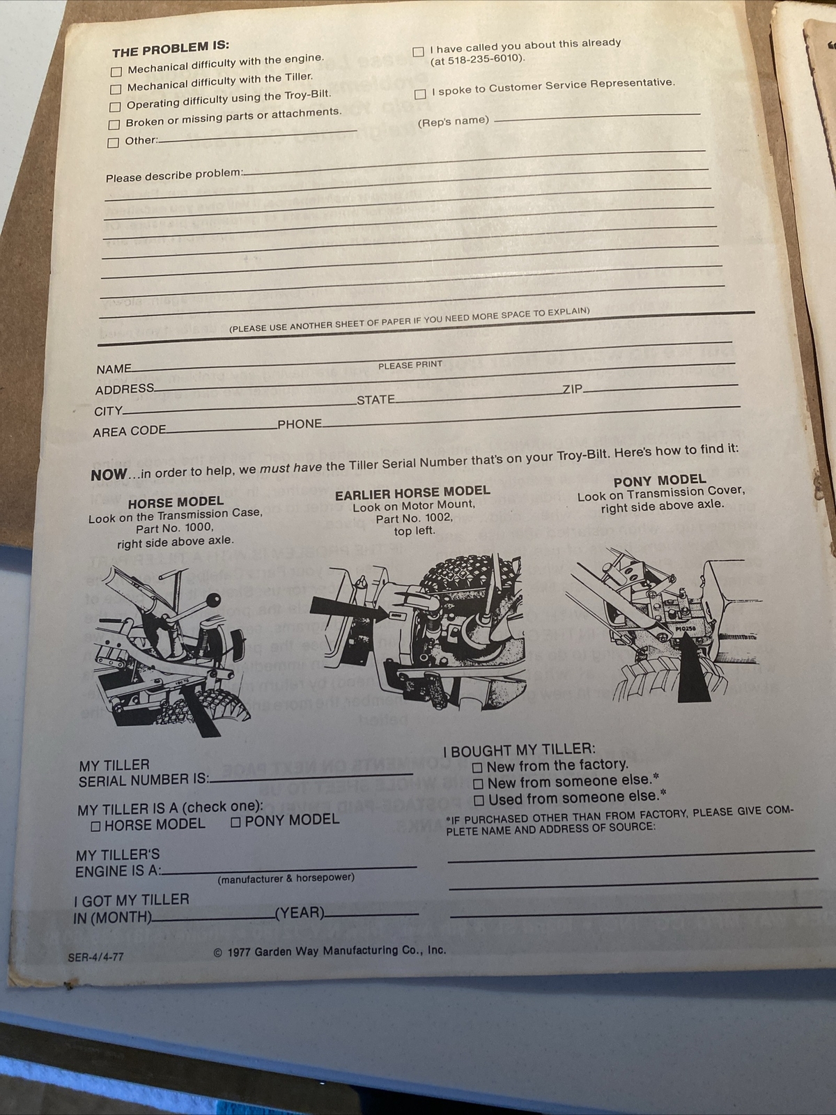 Troy-Bilt Roto Tiller & Attachments Advertisement Packet 1977 original, Letter,