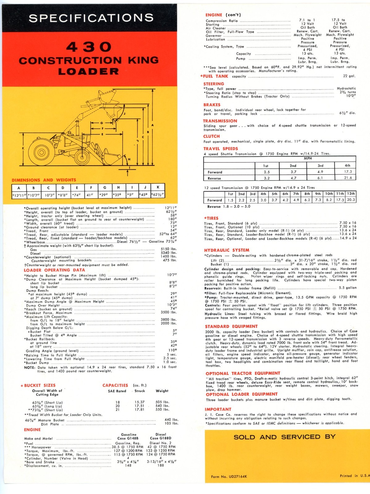 Case 430 Construction King Loader 1964 sales brochure