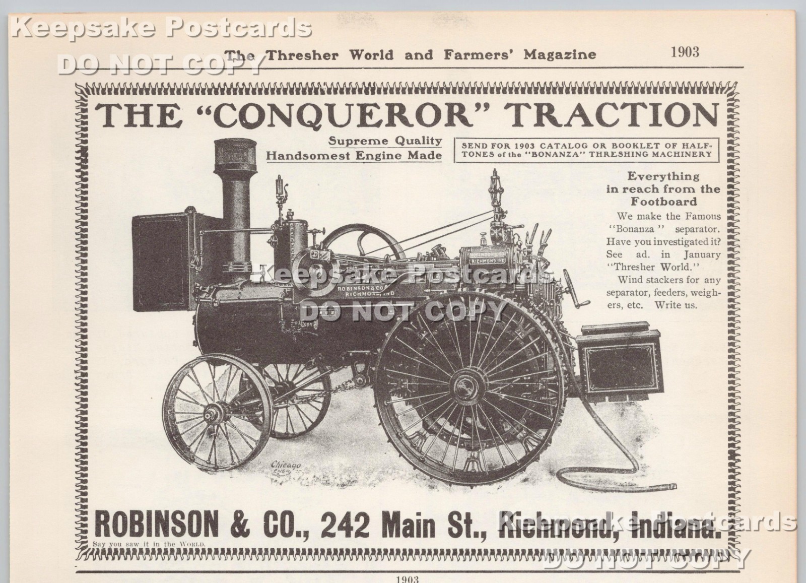 Robinson & Co. Steam Engine & Threshermen&rsquo;s Parade Wichita KS 1903 Farm Print Ad