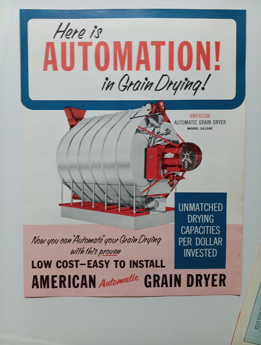 3 American Farm Equipment Co Sales Advertising Flyer Brochures 2412AE, 2420AE