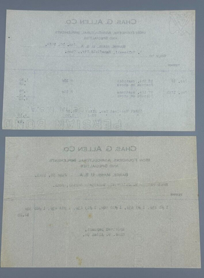 1923 -24 IRON FOUNDERS Agricultural Antique FARM Advertising Letter BARRE MA