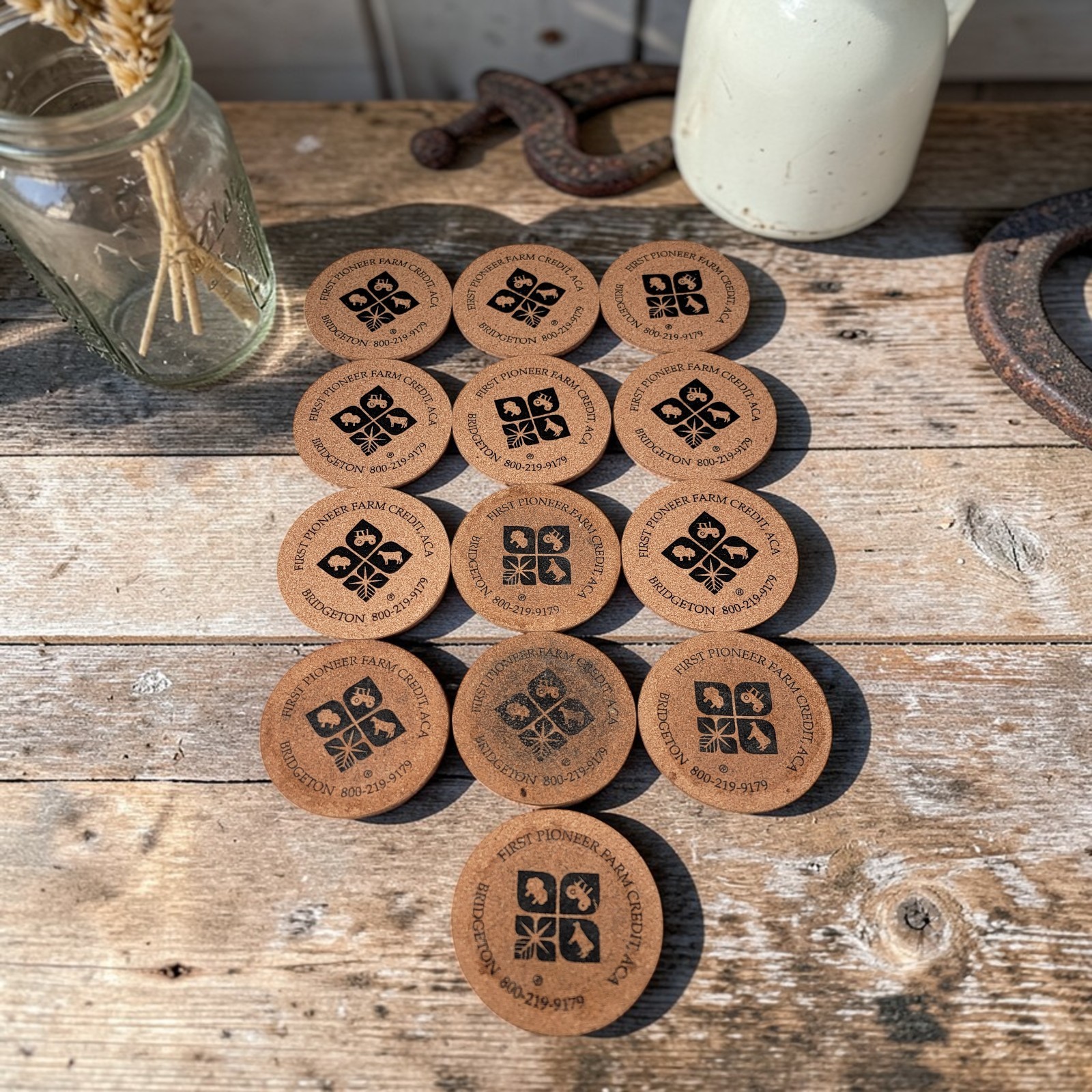 First Pioneer Farm Credit ACA Cork Coasters Bridgeton NJ Lot 13 Advertising Farm