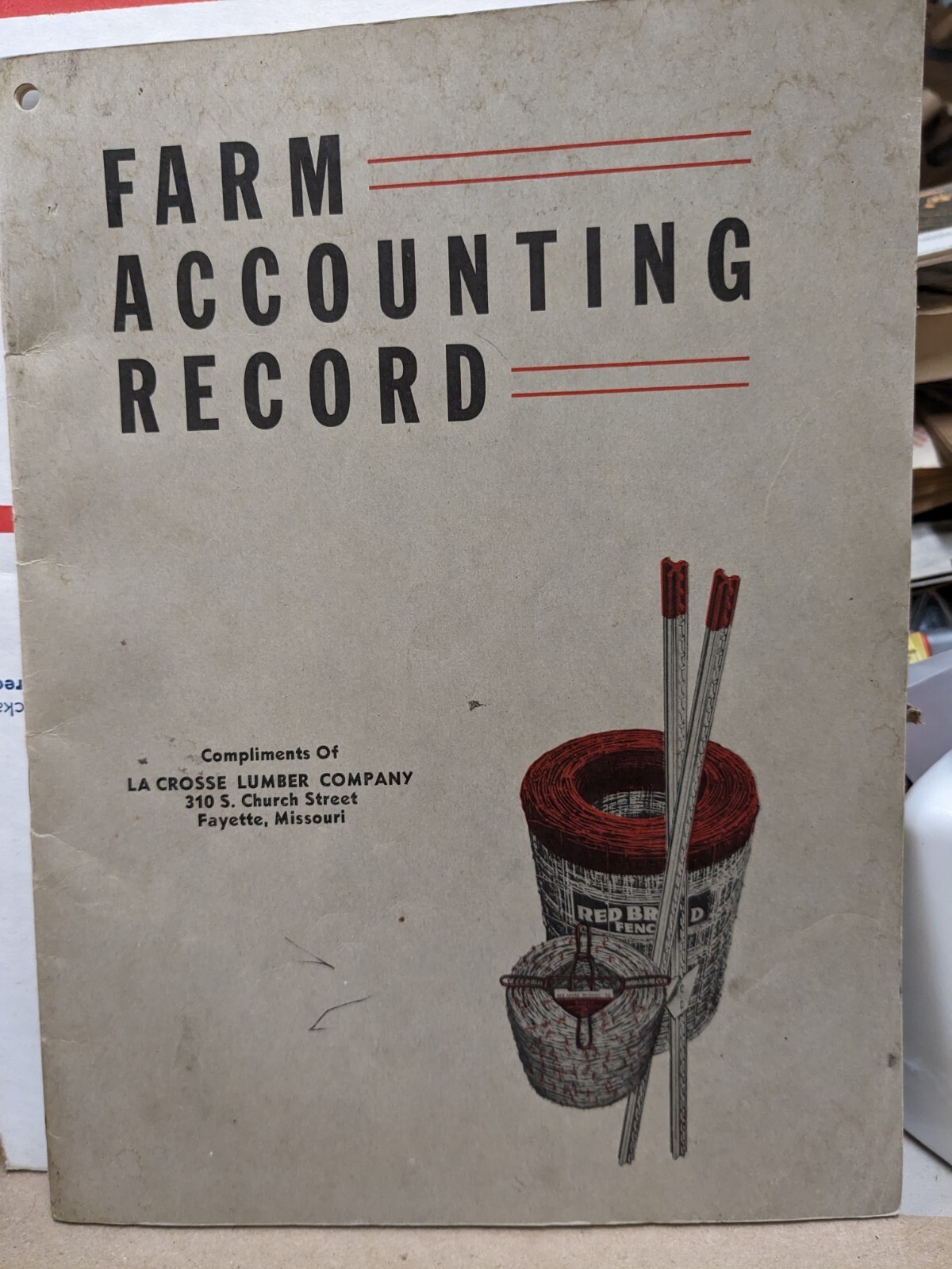 Vintage Farm Accounting Record La Crosse Lumber Fayette Mo Keystone Steel & Wire