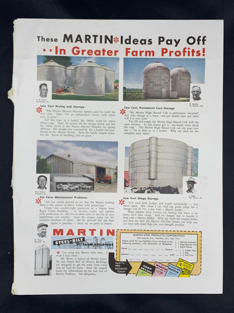 Magazine Ad* – 1959 – Martin Steel Products – Mansfield, OH – Cribs, Silos