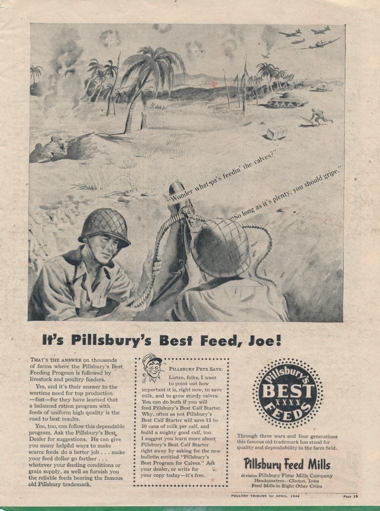 Magazine Ad – 1944 – Pillsbury Feed Mills – World War 2