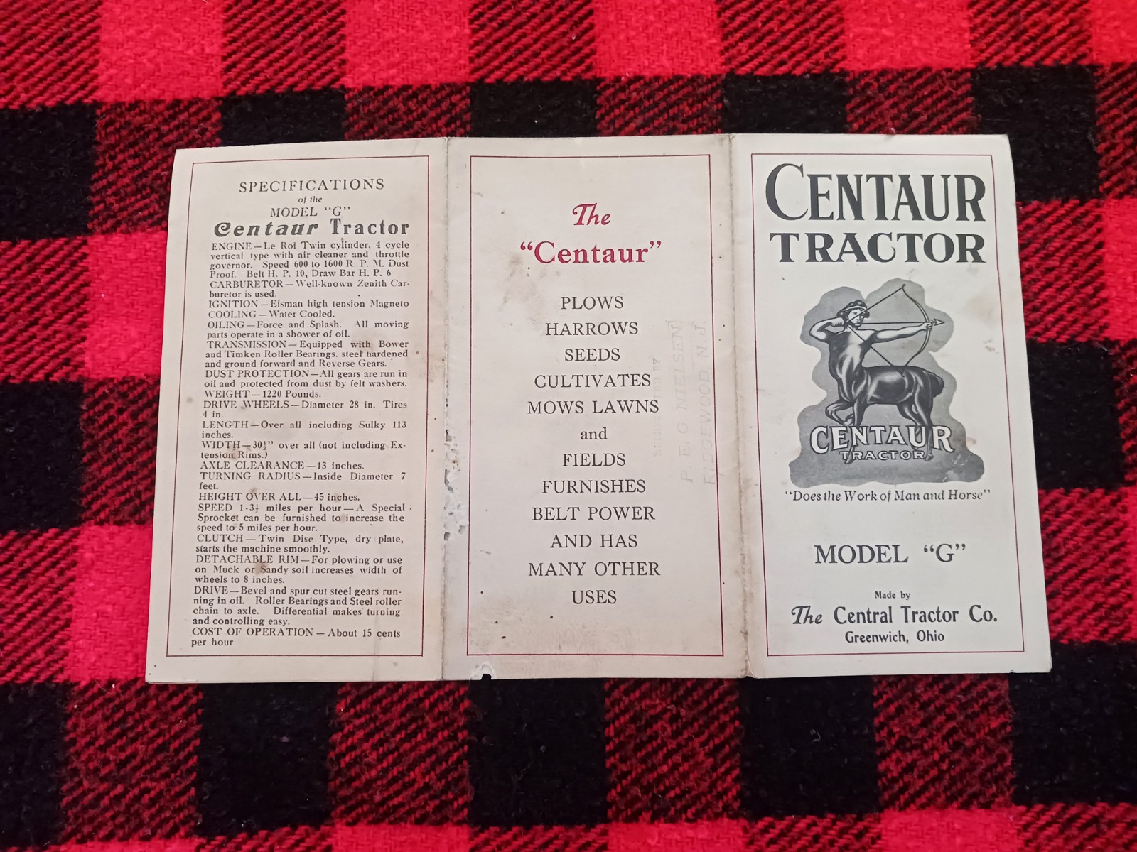 1920s Centaur Central Tractor Garden Catalog Farm Cultivator Brochure Flyer