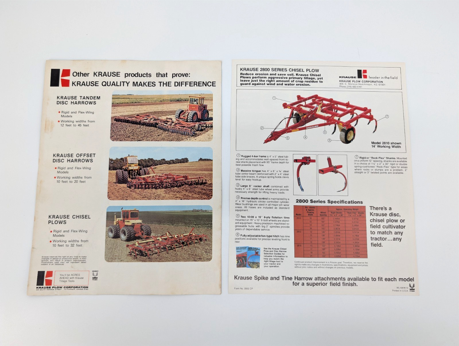 8 pc LOT Vintage Krause Chisel Sweep Plow Field Cultivator Tillage Brochures