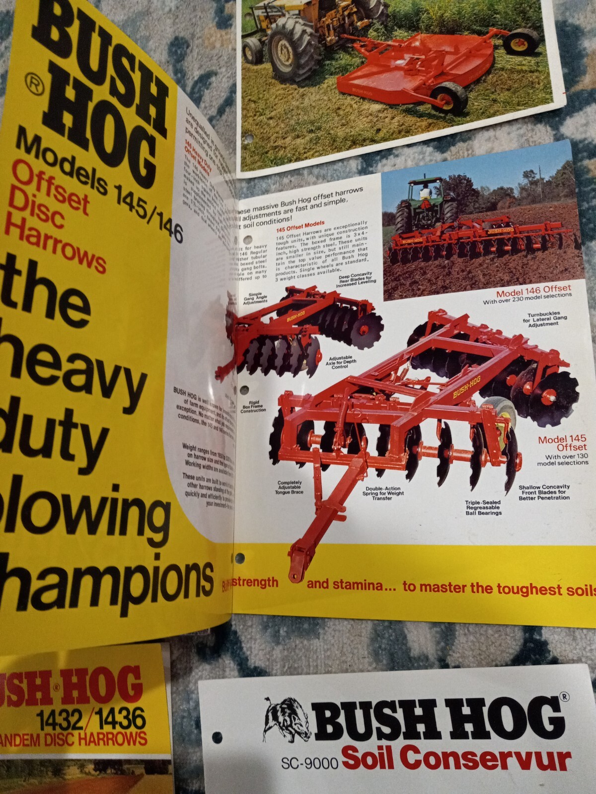 Bush Hog LOT OF Brochures / rotary cutter, soil conservation, disk Harrows