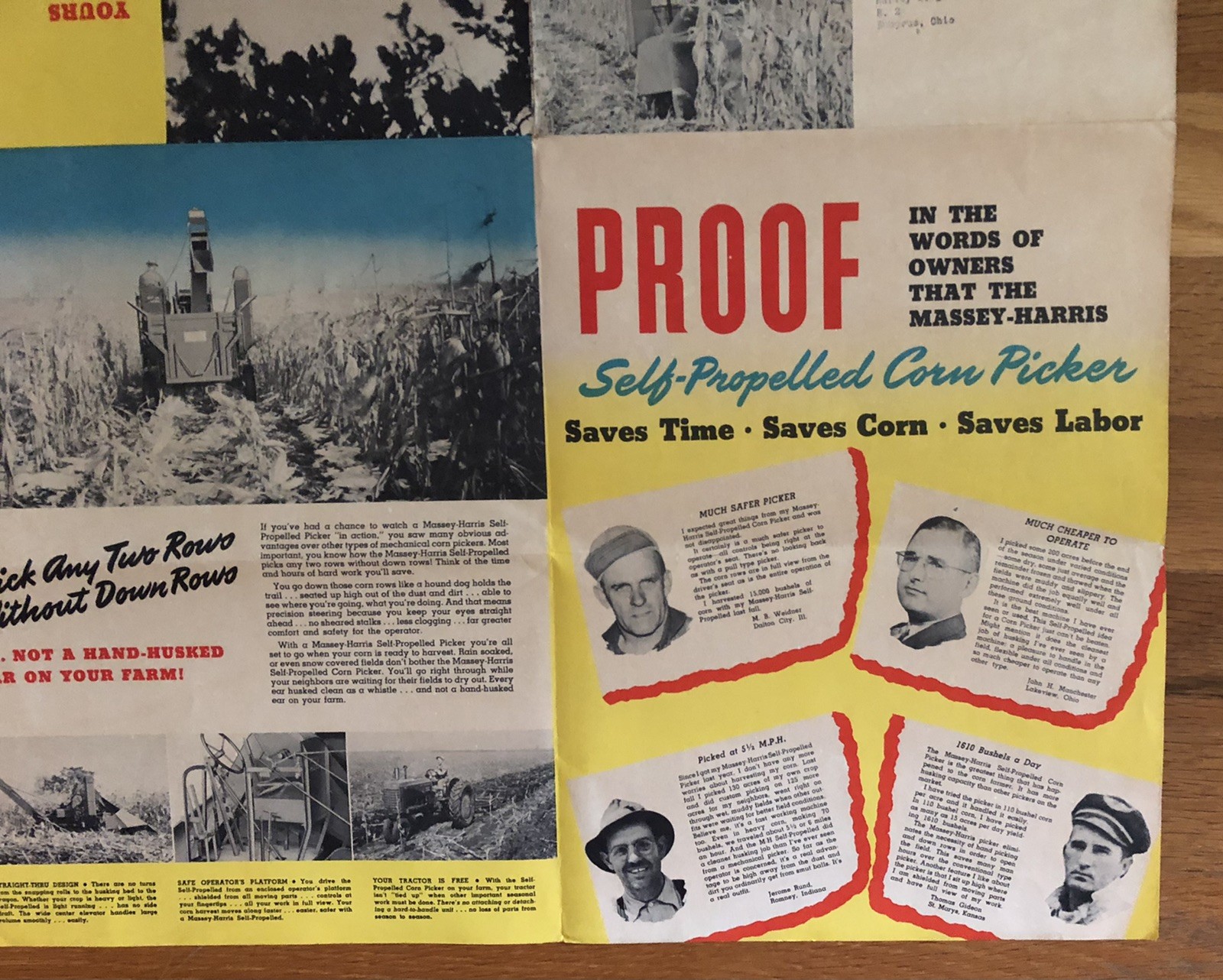 Vintage Massey Harris Self Propelled Corn Picker Dealer Brochure Poster