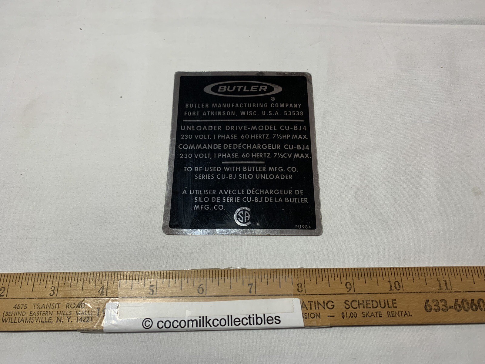 Data Specs Decal Sticker Butler Manufacturing Silo Unloader Fort Atkinson Farm