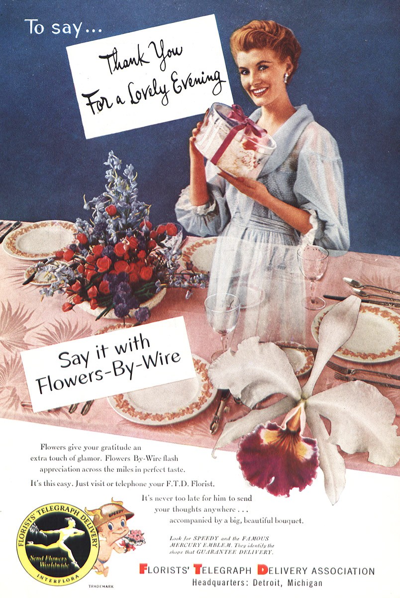1953 FTD: Thank You Lovely Evening Vintage Print Ad