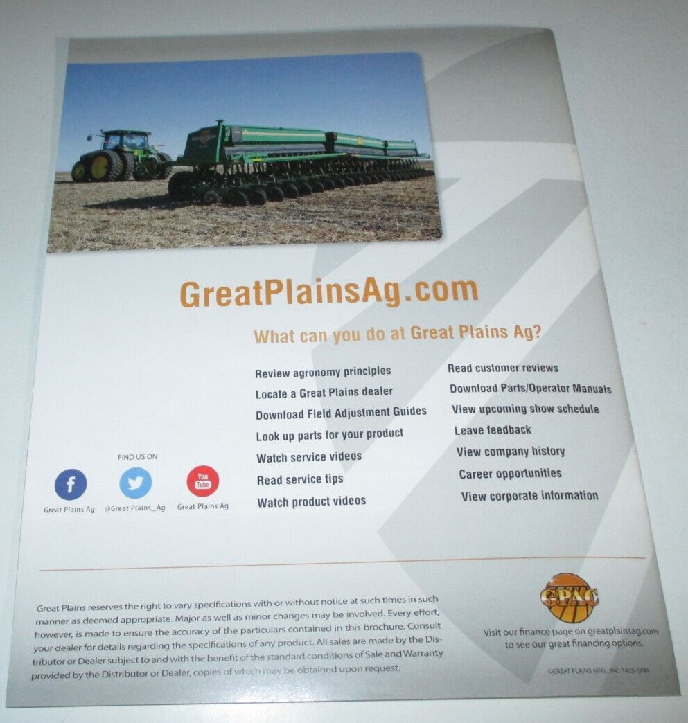 *Great Plains Seed Placement Grain Drills Sales Brochure Literature Advertising
