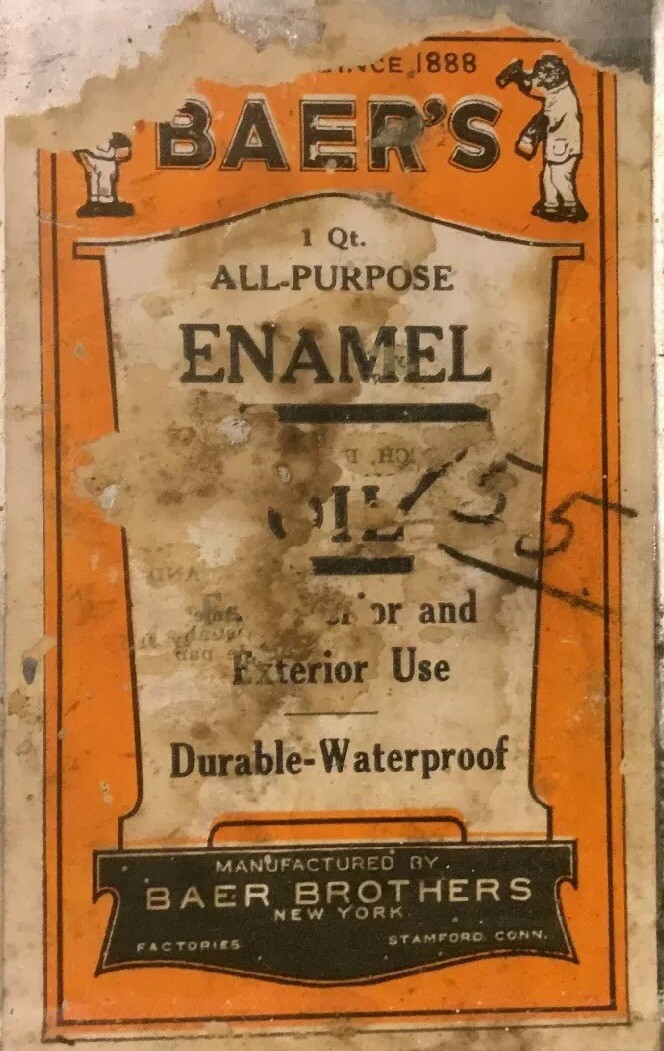 Antique ~ Rare ~ John Baer&rsquo;s ~ Enamel Oil ~ “It Wears” ~ 1 Qt. Tin ~ New York