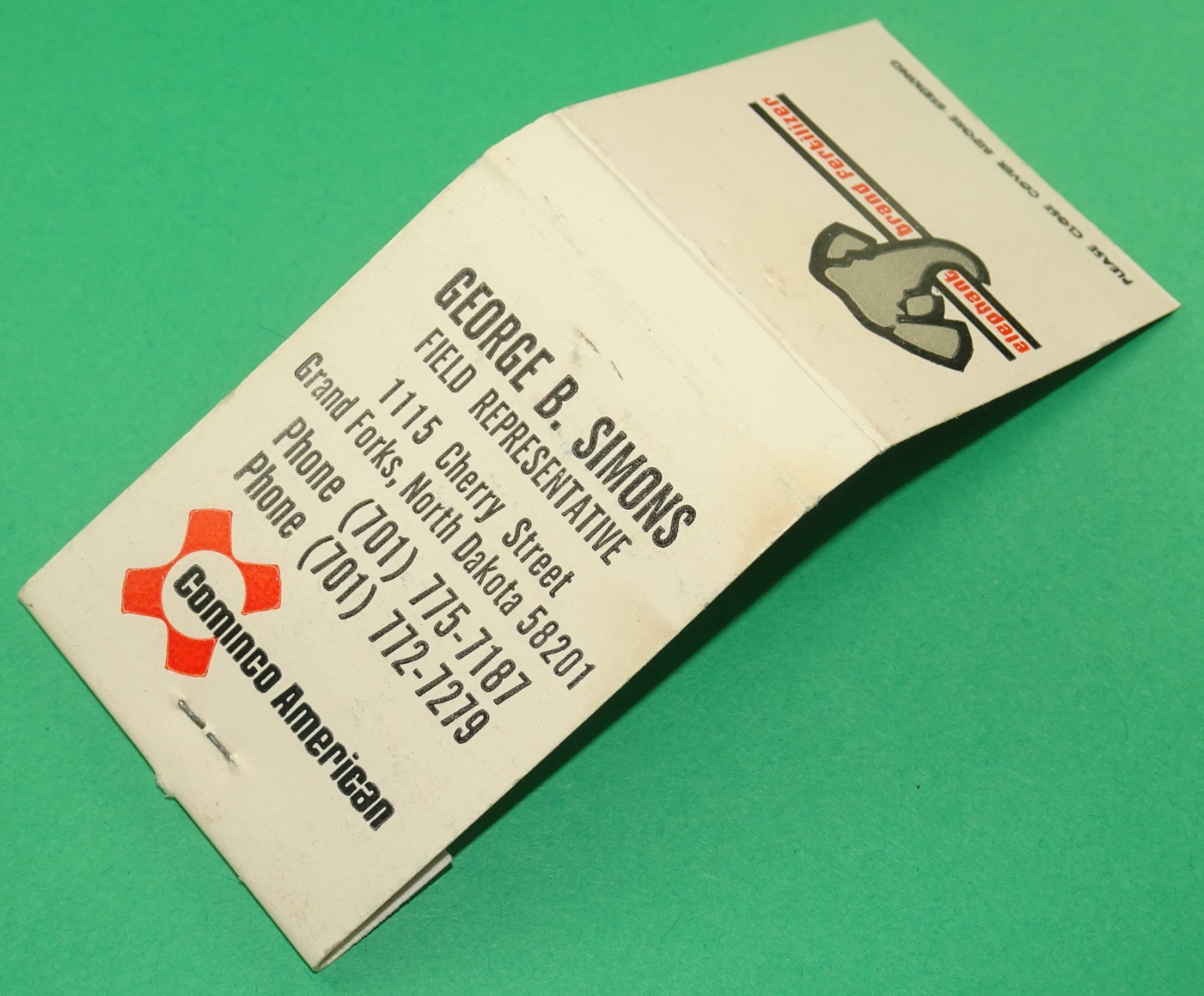 Cominco American GRAND FORKS, ND. Front-Strike Matchbook Full – American Match