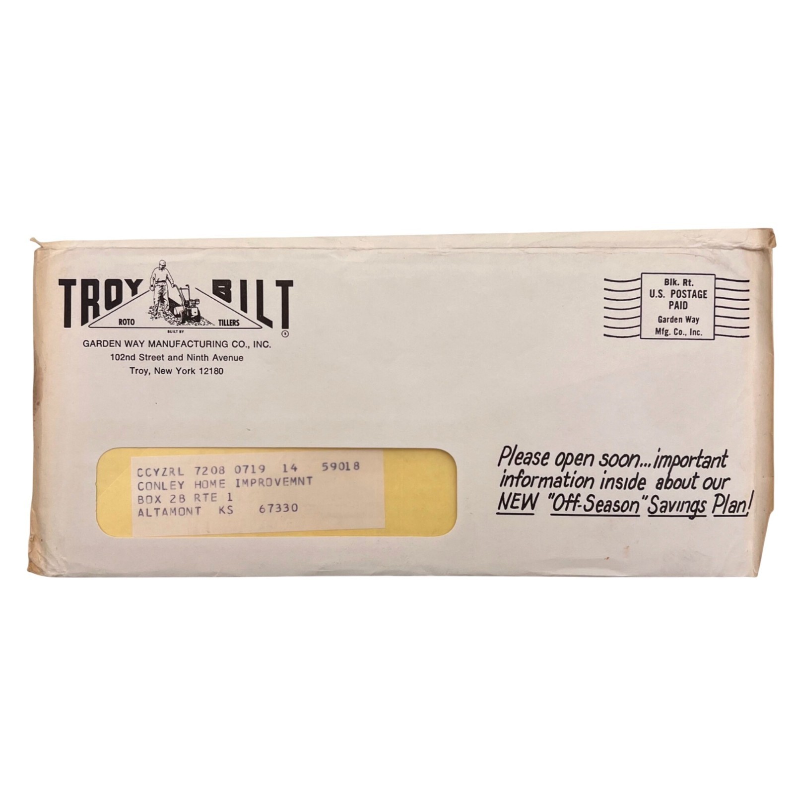 Troy-Bilt Vintage 1975 Garden Tiller Brochure Set With Order Form & Envelopes