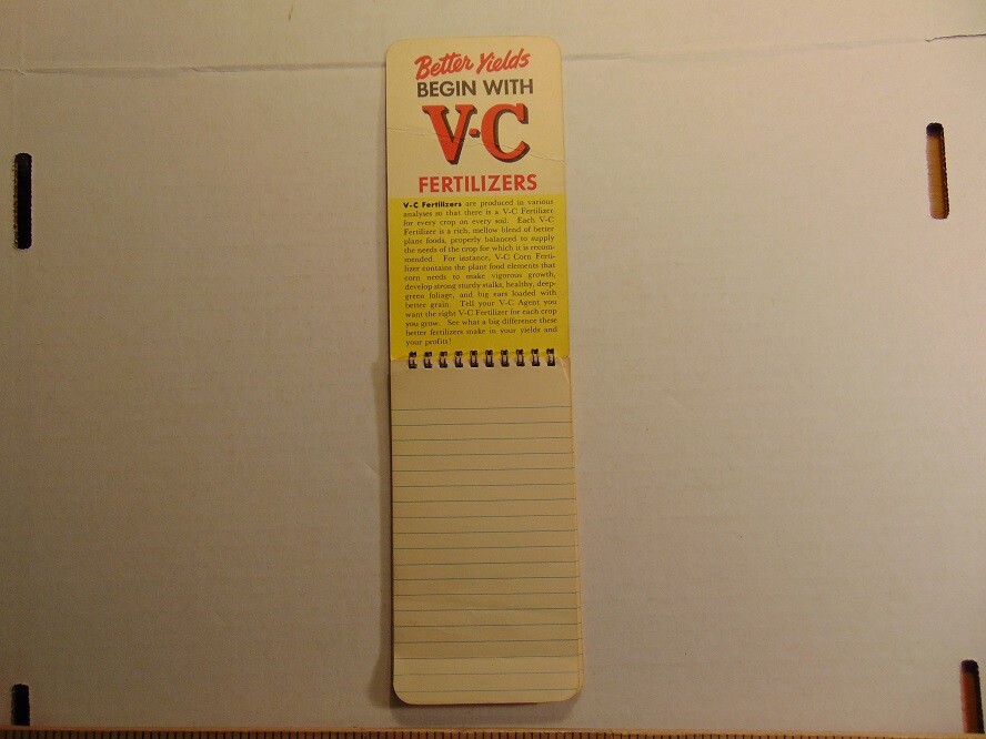 Vintage VC Fertilizers Blank Notepad Virginia-Carolina Chemical Corporation