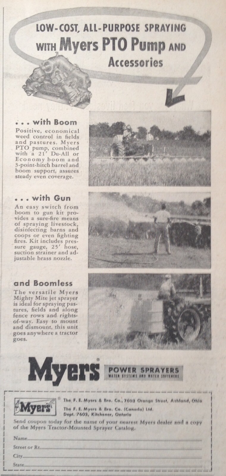 1957 AD(XF3)~F.E. MYERS & BROS. CO. ASHLAND, OHIO. MYERS PTO PUMP