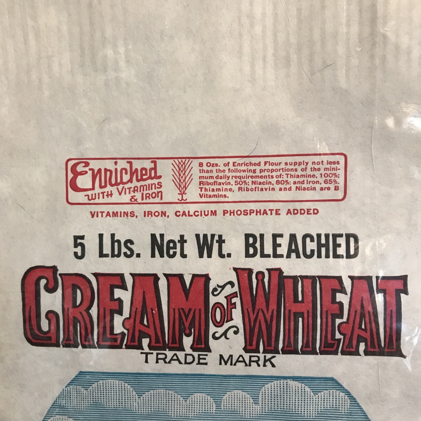VINTAGE BISHOP FLOUR MILLS CREAM OF WHEAT FLOUR PAPER BAG-UNUSED-MARTINSBURG, WV