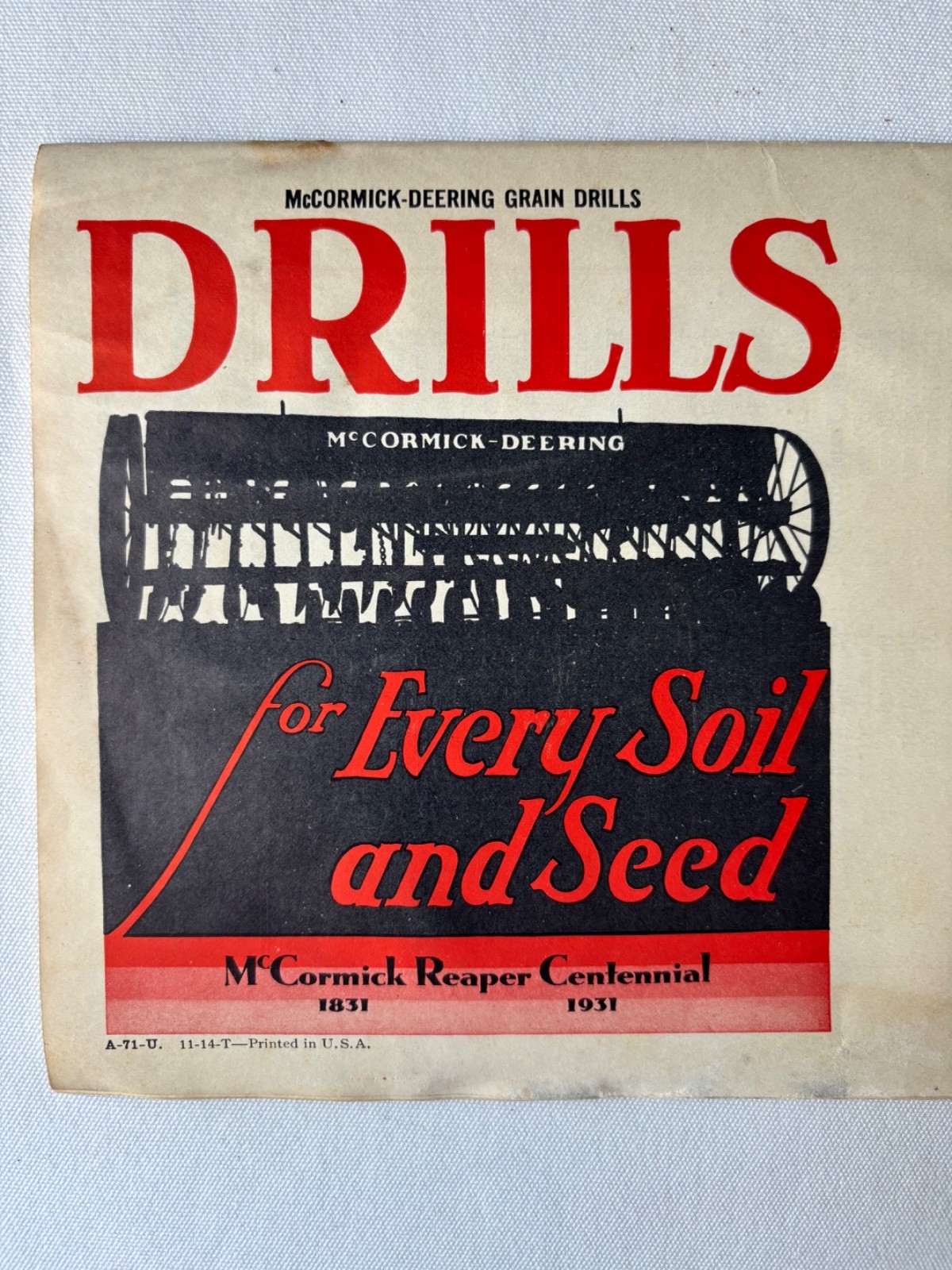 Antique McCormick-Deering Grain Drills Catalog Circa 1931 Great Illustrations