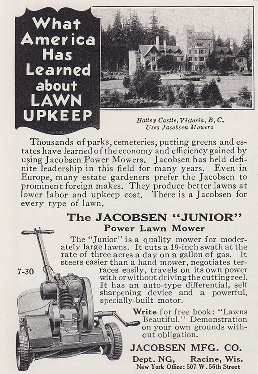 1930 Jacobsen Junior Lawn Mower: What America Has Learned Vintage Print Ad