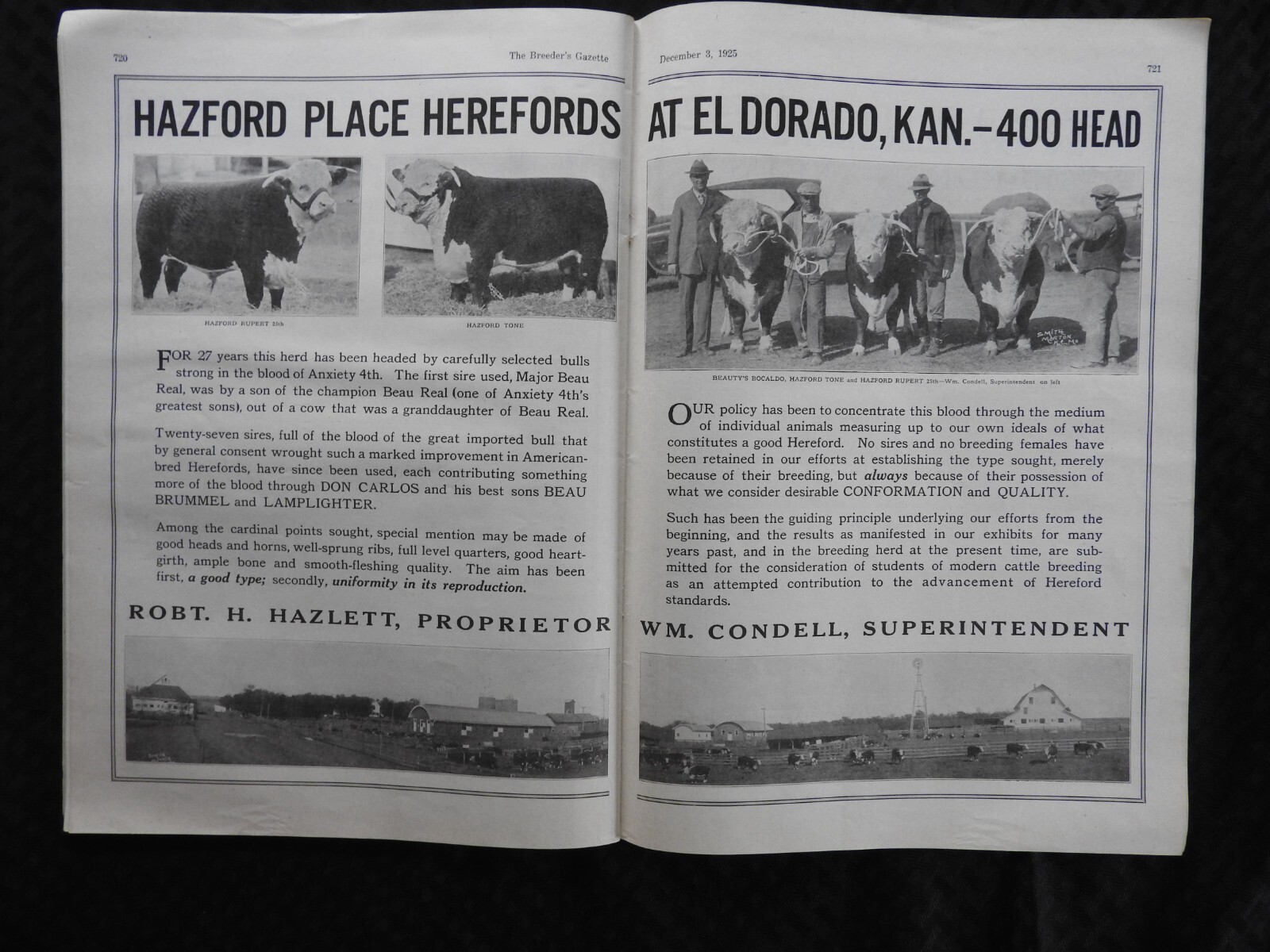 1925 Breeder&rsquo;s Gazette Magazine – cattle rancher farmer horse show VERY GOOD