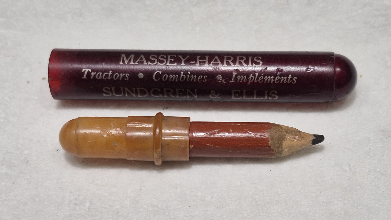 « MASSEY-HARRIS * Sungren & Ellis & Phone 312 * Greensburg, Kansas » Bullet Pencil
