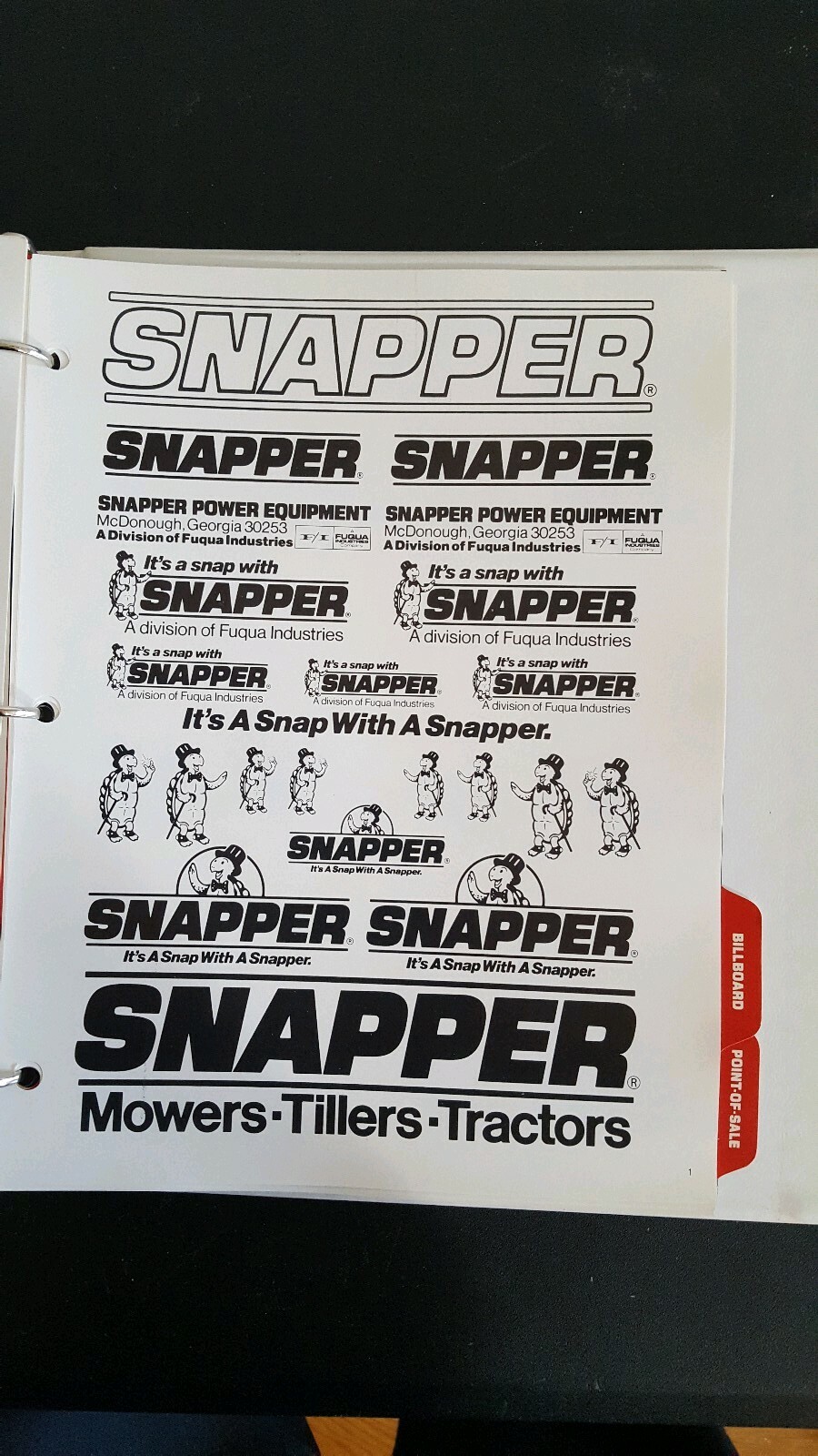 1986 Snapper Advertising & Sales Promotion Planner for Dealer