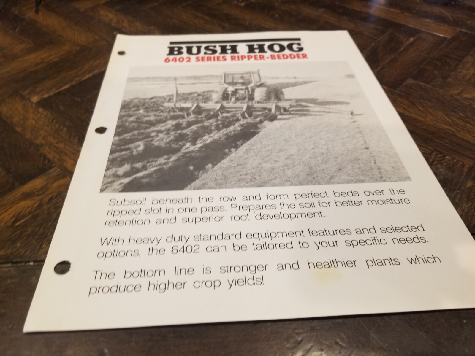 BUSH HOG Sales Brochure 2 Pages 6402 Ripper Bedder