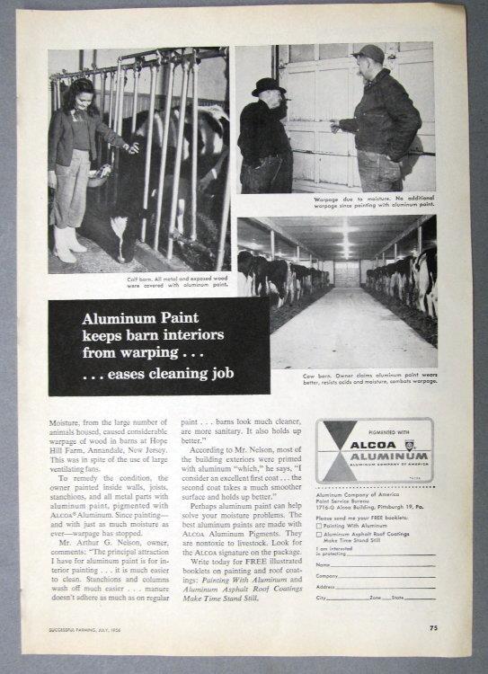 Original 1956 ALCOA Dairy Photo Ad Endorsed by Arthur Nelson of Annandale NJ