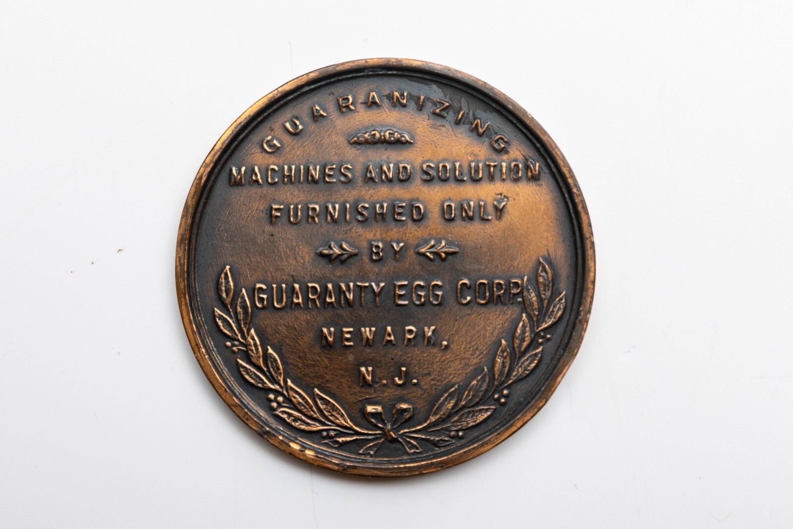 VTG Guaranty Egg Corp NJ Large Token Medallion Advertising