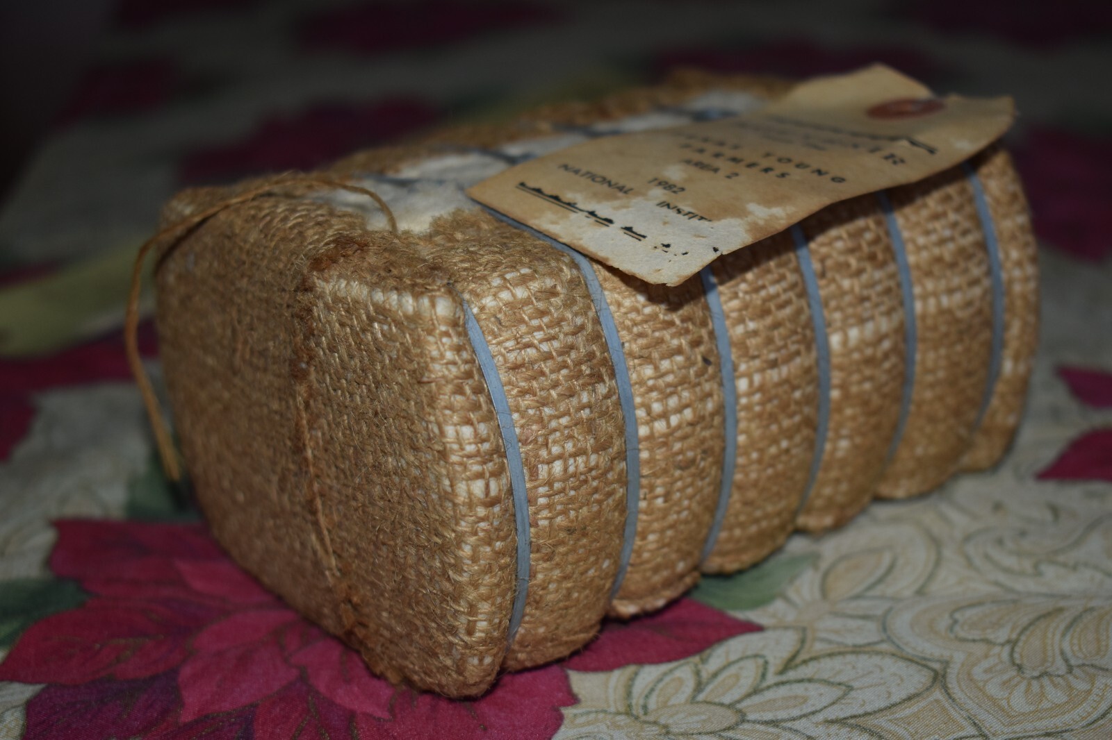 Vintage Souvenir Real Mini Cotton Bale From The Texas Young Farmers Area 2 1982 