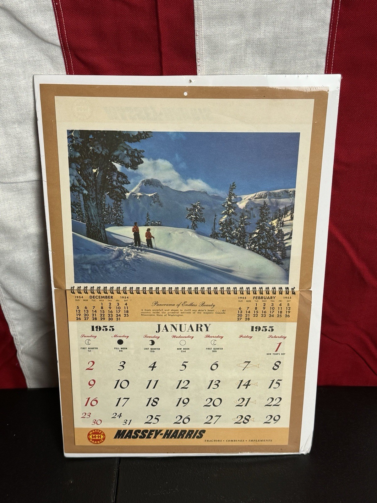 Vintage Lot Rare Massey Harris Vintage Farm Calendars- 1953 1955 1956- On Boards