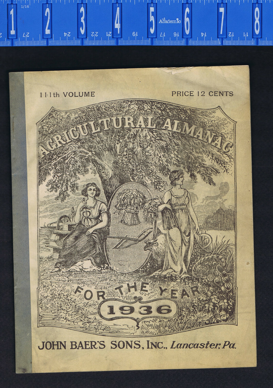 1936 John Baer’s Sons Agricultural Almanac Lancaster, PA – Vol 111