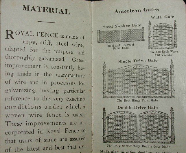 Royal Fence by American Steel & Wire Co.~Sm. Memo Bok 1912~Valley Hdw.Co.Harriso