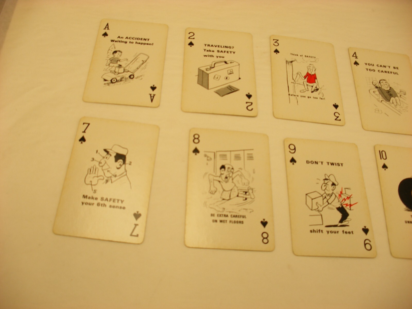 Vintage A.O. Smith Safety Record Comic Playing Cards – missing 3 of clubs