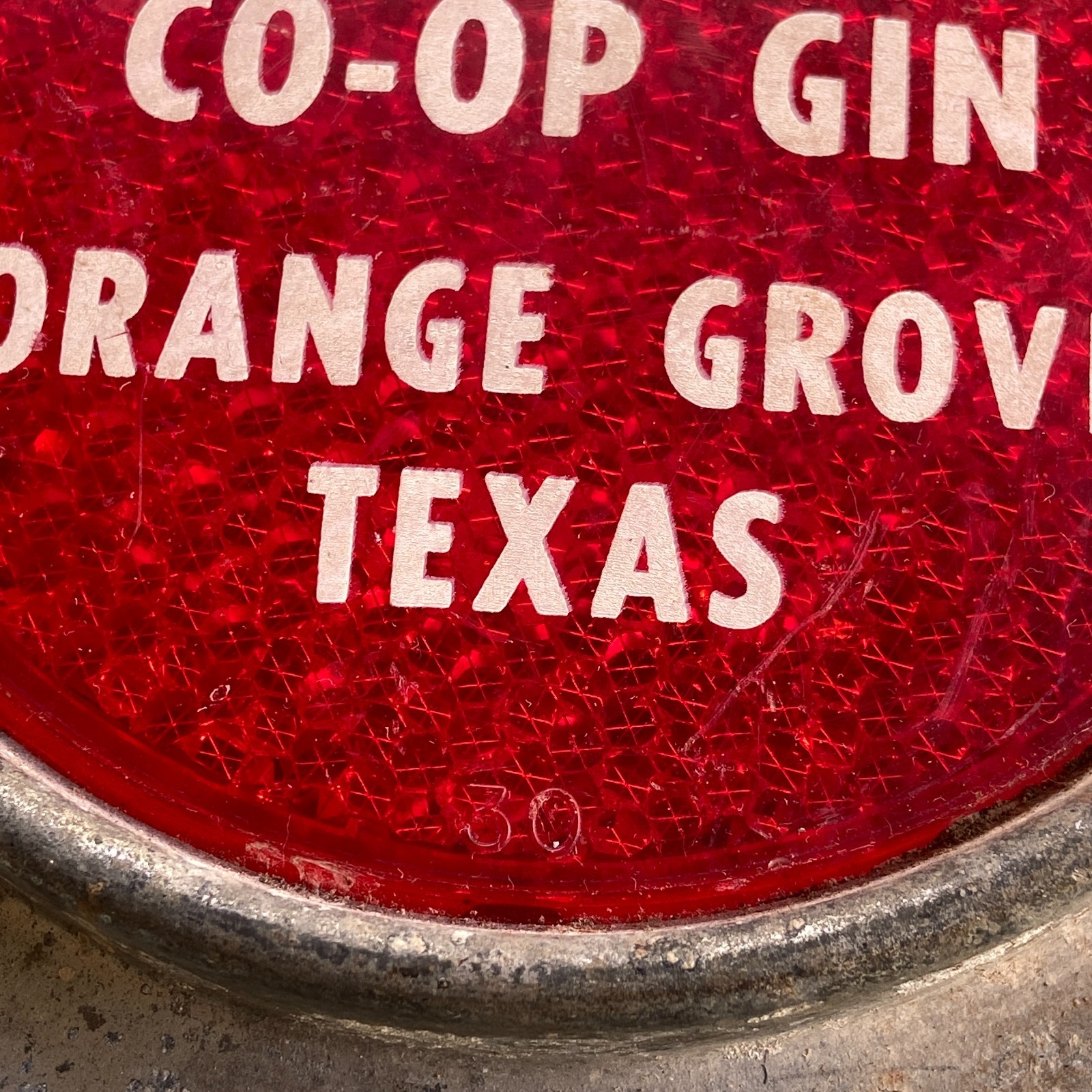 Orange Grove Texas Co-Op Cotton Gin Stratolite Reflector Tractor Truck Red 5.5”