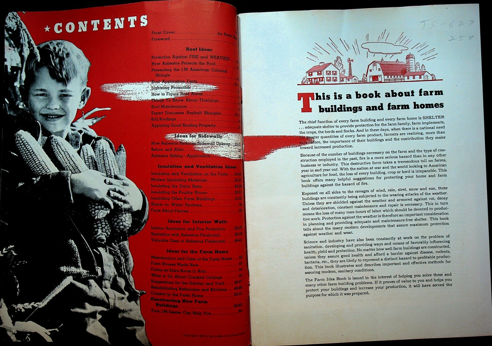 Johns Manville Farm Idea Book ASBESTOS 1942 Peter Helck Dinner Time Cover