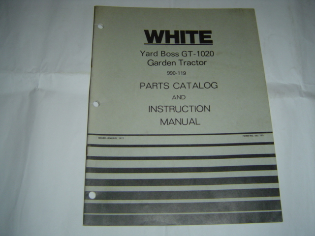 White GT-1020 Yard Boss Parts Catalog and Instruction Manual