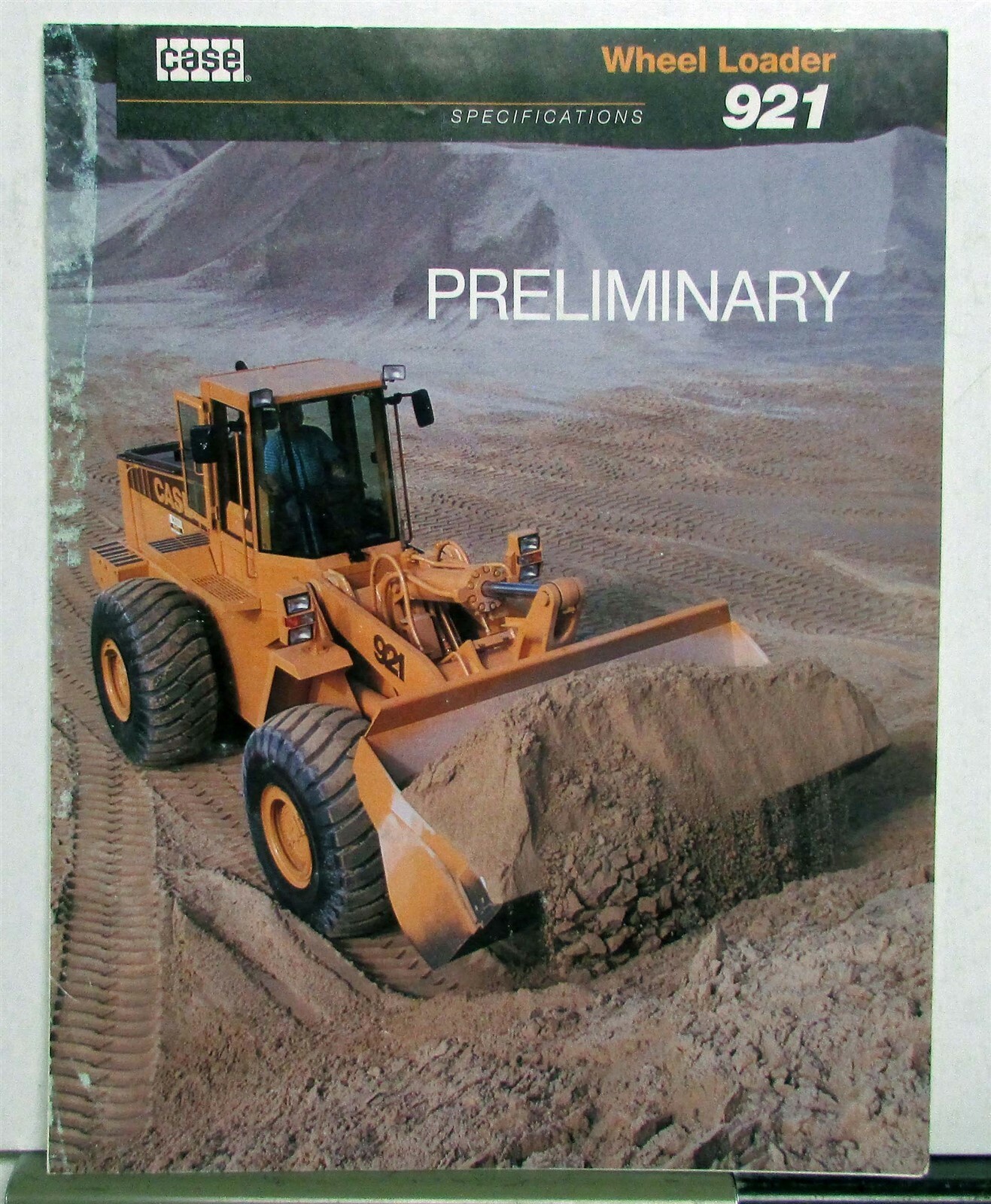 1992 Case 921 Wheel Loader Preliminary Construction Specification Sales Brochure